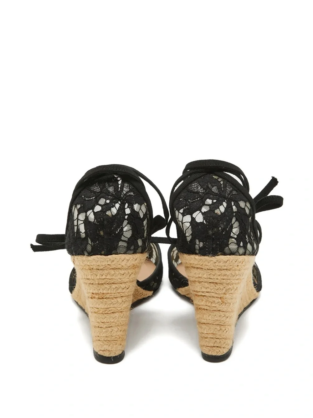 VALENTINO black lace mesh wedge pumps